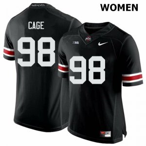 Women's Ohio State Buckeyes #98 Jerron Cage Black Nike NCAA College Football Jersey Trade ICA6844TH